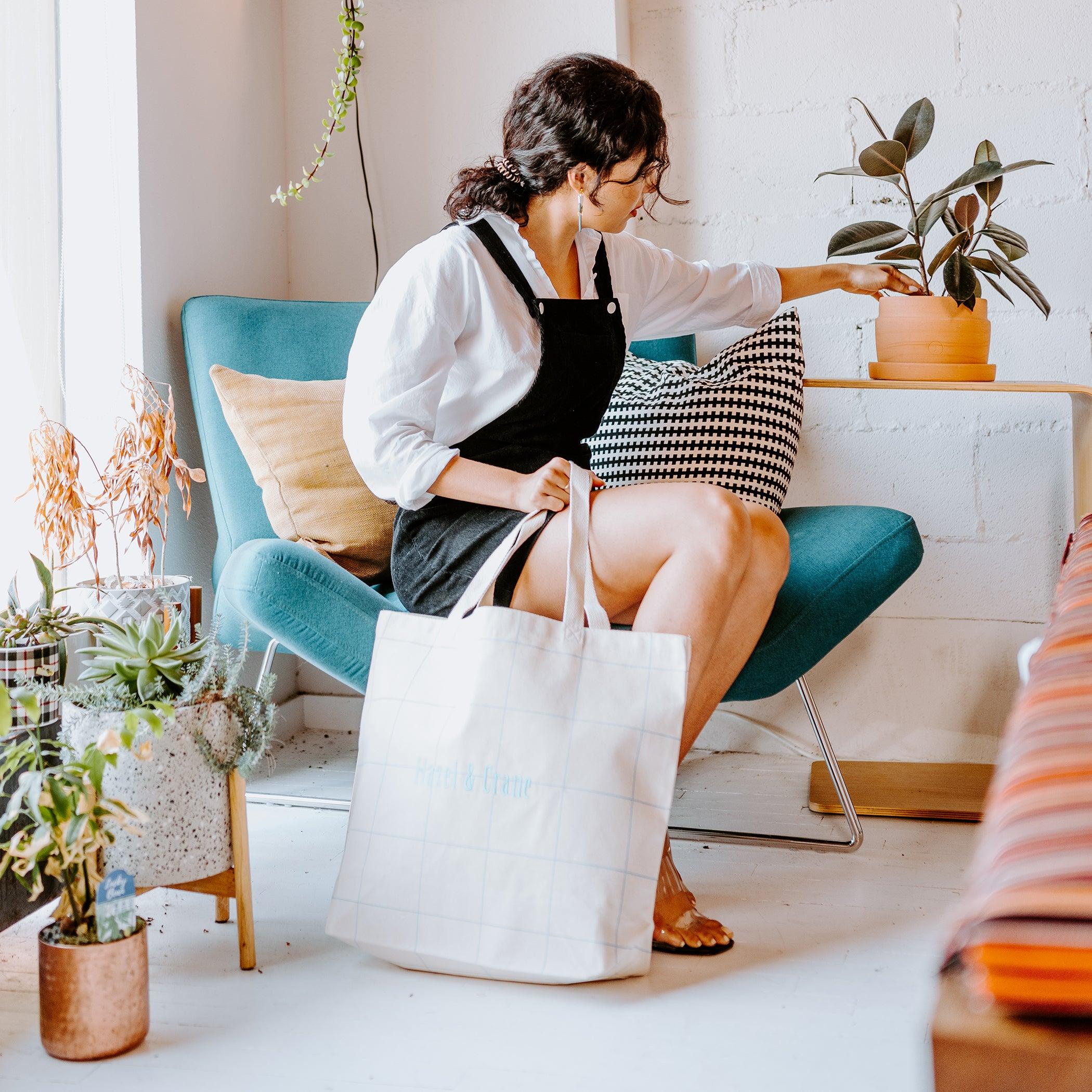 Market Tote Windowpane Plaid - Tag&Crew