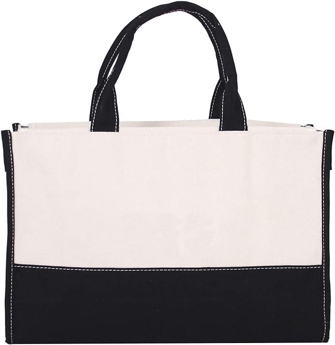Chicago Tote Heavy Cotton Canvas Shoulder HandBag for Daily Use Tote Tag&Crew Black 