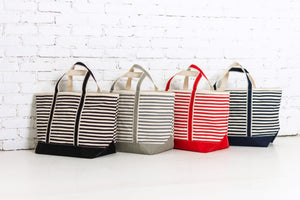 Rhombus Canvas Boat Tote Medium Karma Stripe Grey