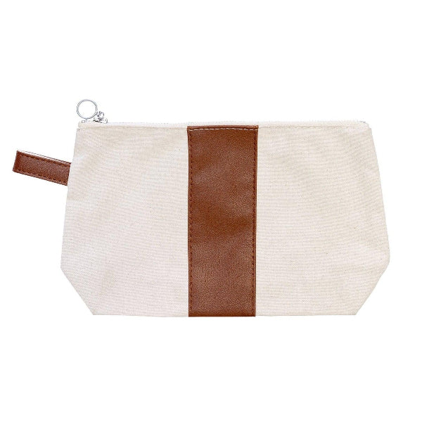 Leather Stripe Makeup Bag - Tag&Crew