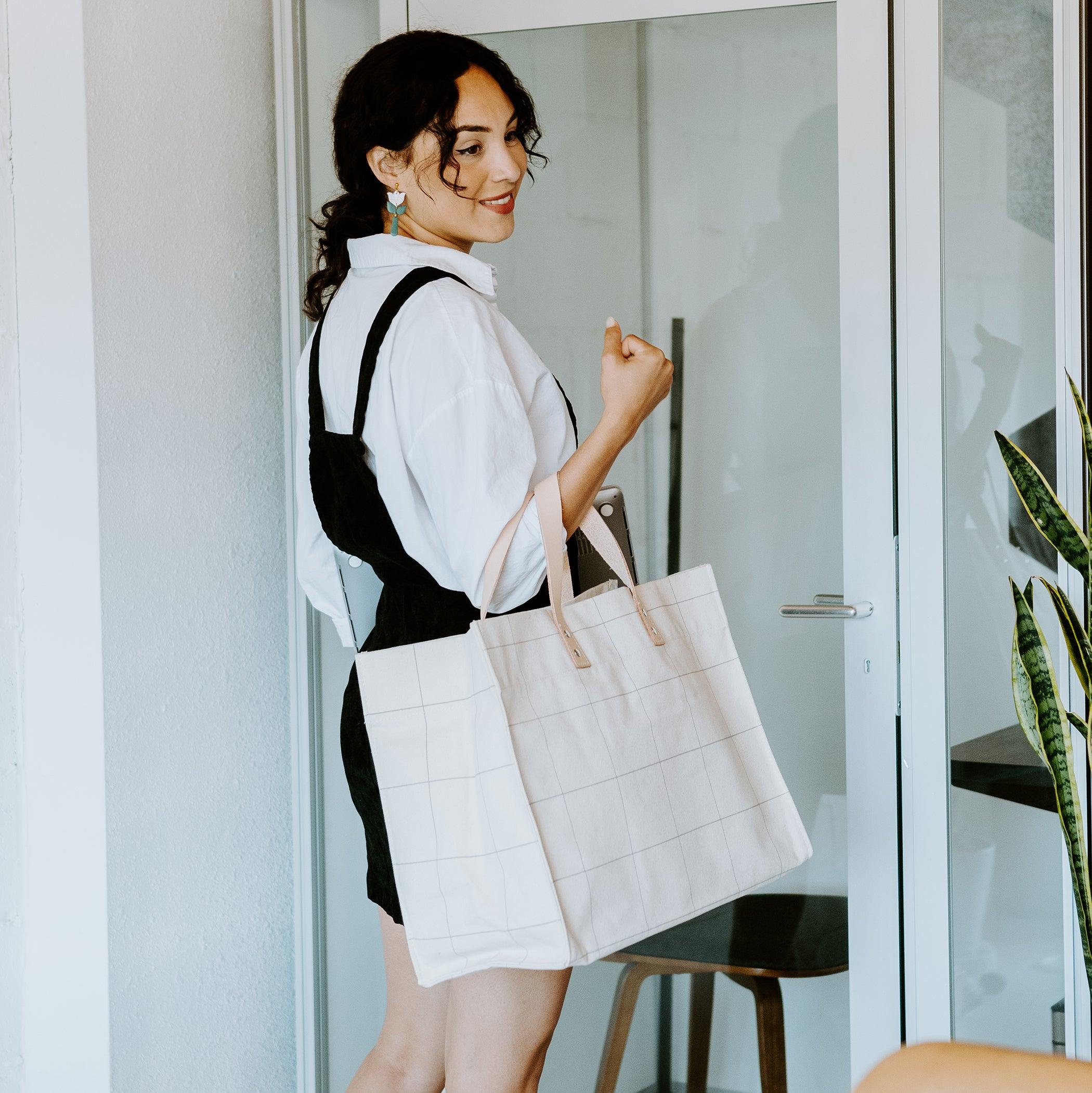 Manhattan Tote Windowpane Plaid - Tag&Crew