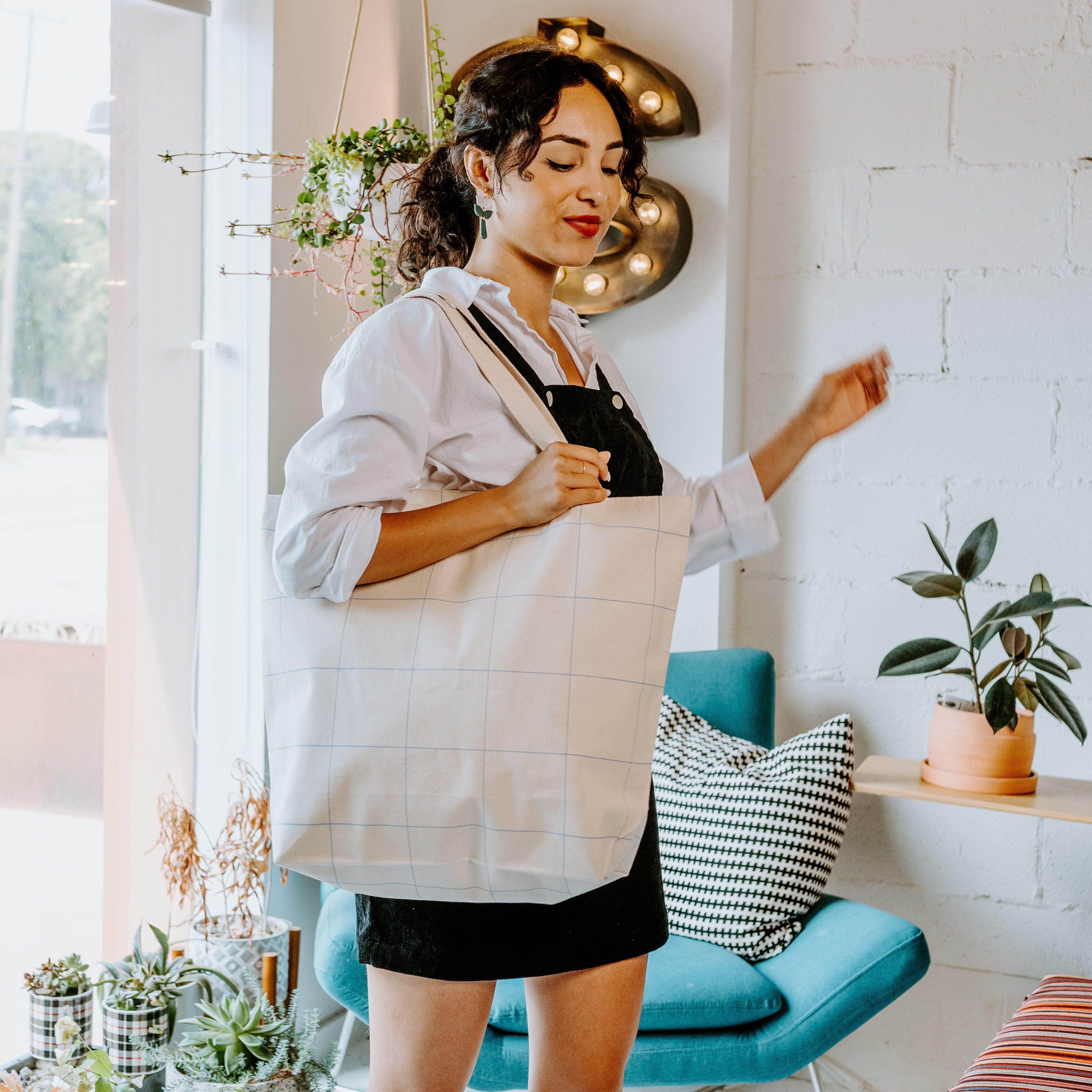 Market Tote Windowpane Plaid - Tag&Crew