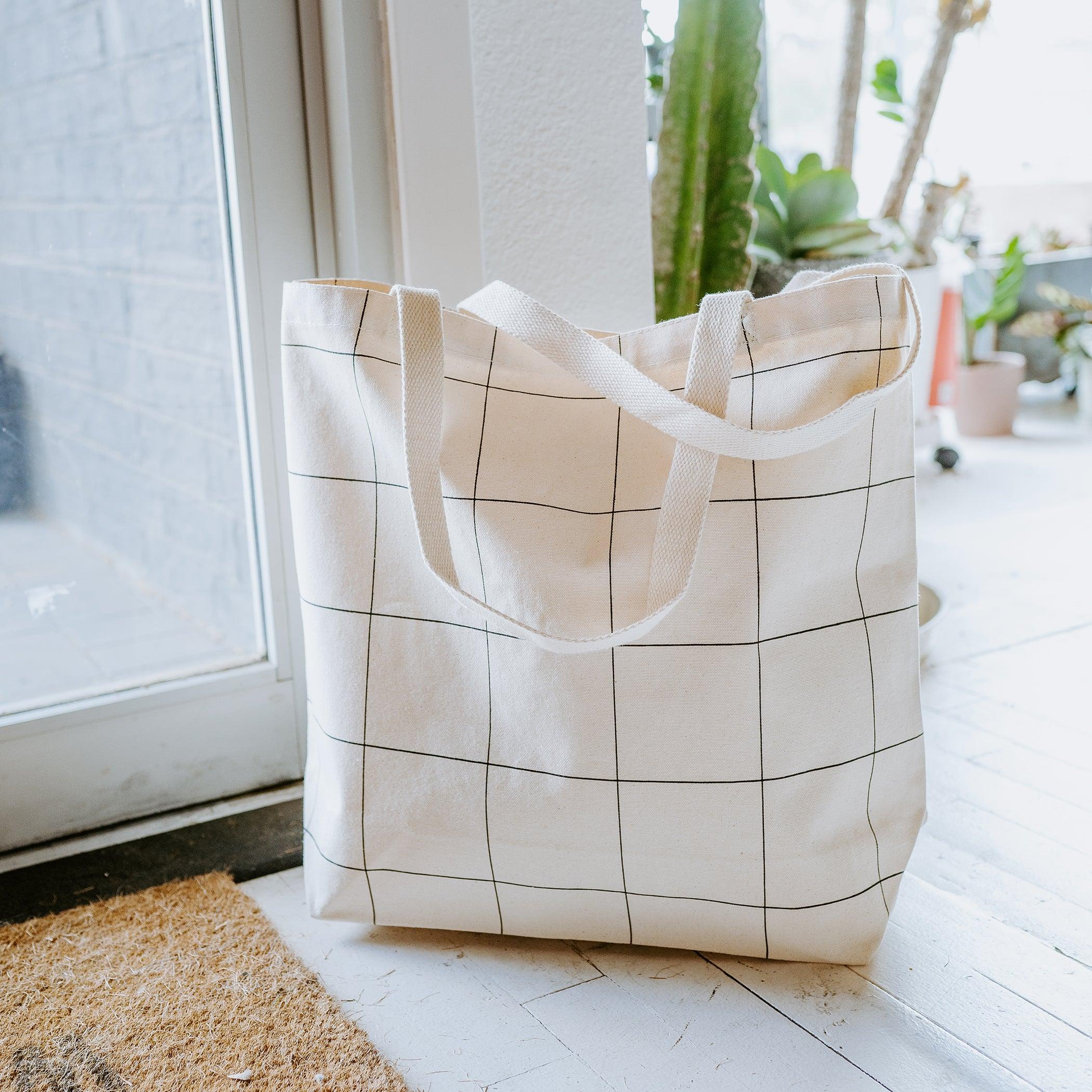 Market Tote Windowpane Plaid - Tag&Crew