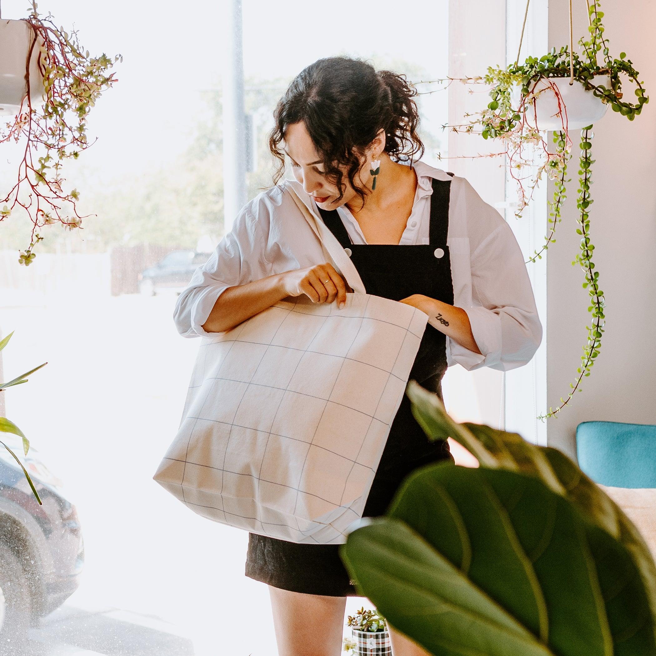 Market Tote Windowpane Plaid - Tag&Crew